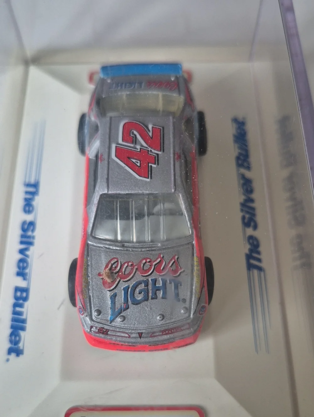 Matchbox Kids Silver Bullet #42 Die-Cast Race Car-Blue & Silver Gently Displayed